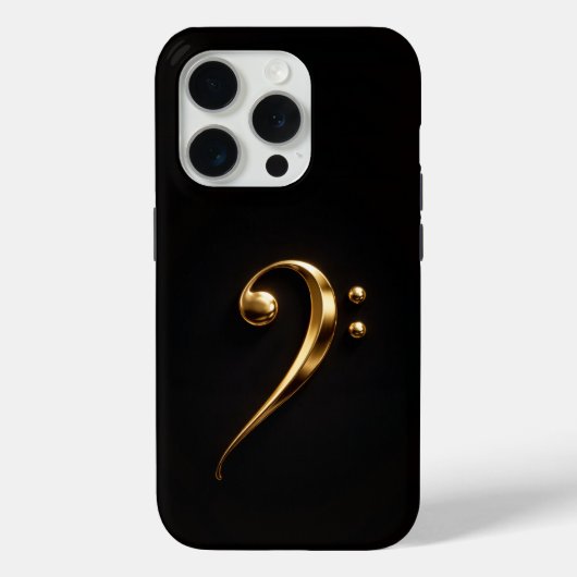 Black 4 Luxe iPhone 15 Pro Mate Golden Bass Clef Case-Mate iPhone Case (Achterkant)