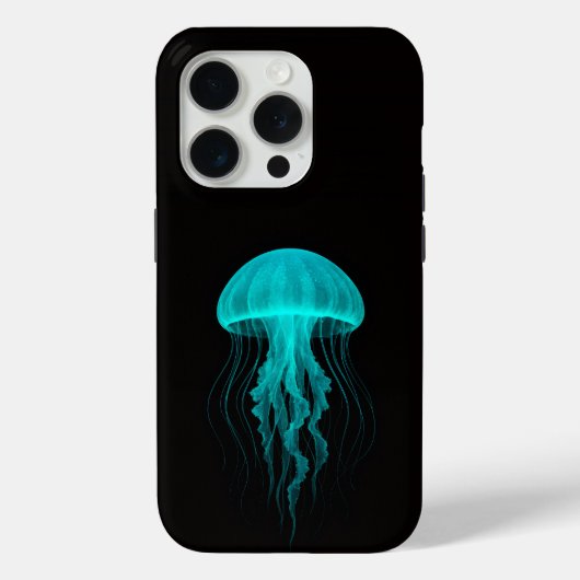 Black 4 Luxe iPhone 15 Pro Mate, Green Jellyfish Case-Mate iPhone Case (Achterkant)