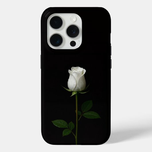 Black 4 Luxe iPhone 15 Pro Mate, Pure White Rose Case-Mate iPhone Case (Achterkant)
