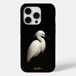Black 4 Luxe iPhone 15 Pro Mate, Snowy Egret Case