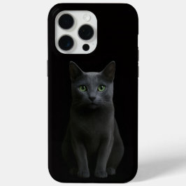 Black 4 Luxe iPhone 15 Pro Max, Russian Blue Cat iPhone 15 Pro Max Hoesje