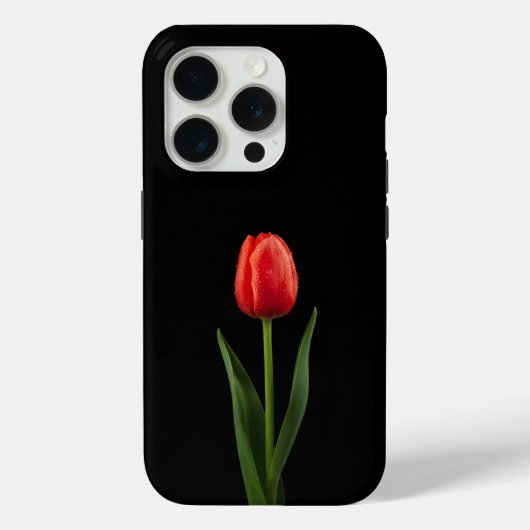 Black 4 Luxe iPhone 15 Pro Ruby Red Tulip Case-Mate iPhone Case (Achterkant)