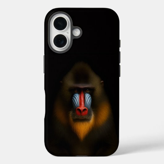 Black 4 Luxe iPhone 16 Case-Mate, Mandrill Monkey Case-Mate iPhone Case (Achterkant)