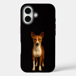 Black 4 Luxe iPhone 16 Mate, Classy Basenji Dog iPhone 16 Hoesje