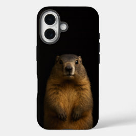 Black 4 Luxe iPhone 16 Mate, Fluffy Marmot iPhone 16 Hoesje
