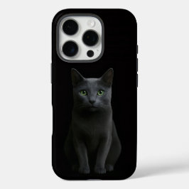 Black 4 Luxe iPhone 16 Pro, Russian Blue Cat iPhone 16 Pro Hoesje