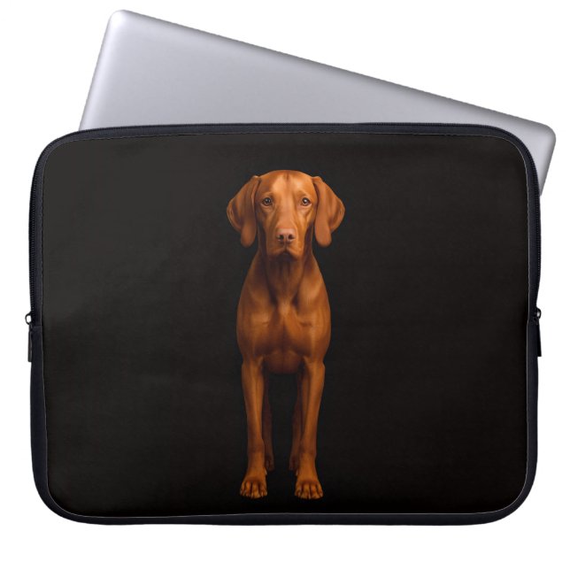 Black 4 Luxe Laptop Sleeve, Agile Vizsla Dog Laptop Sleeve (Voorkant)