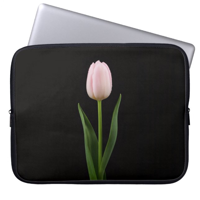 Black 4 Luxe Laptop Sleeve, Blush Pink Tulip Laptop Sleeve (Voorkant)