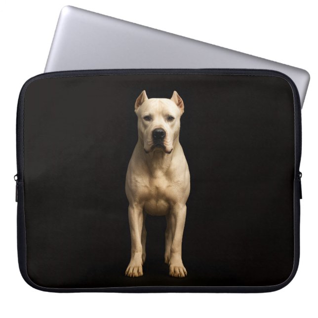 Black 4 Luxe Laptop Sleeve, Bold Dogo Argentino Laptop Sleeve (Voorkant)