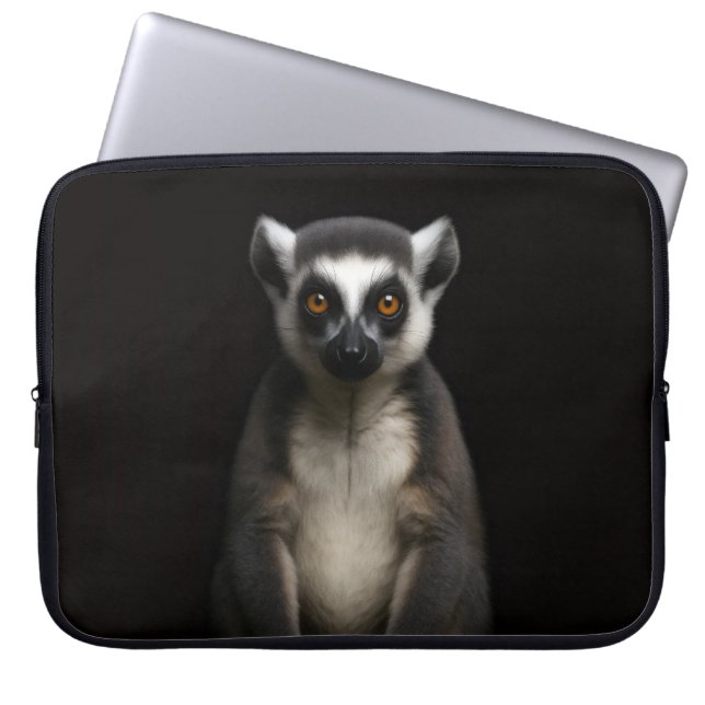 Black 4 Luxe Laptop Sleeve, Gentle Lemur Sleeve (Voorkant)
