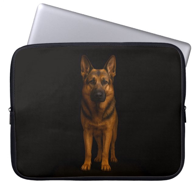 Black 4 Luxe Laptop Sleeve, German Shepherd Dog Sleeve (Voorkant)