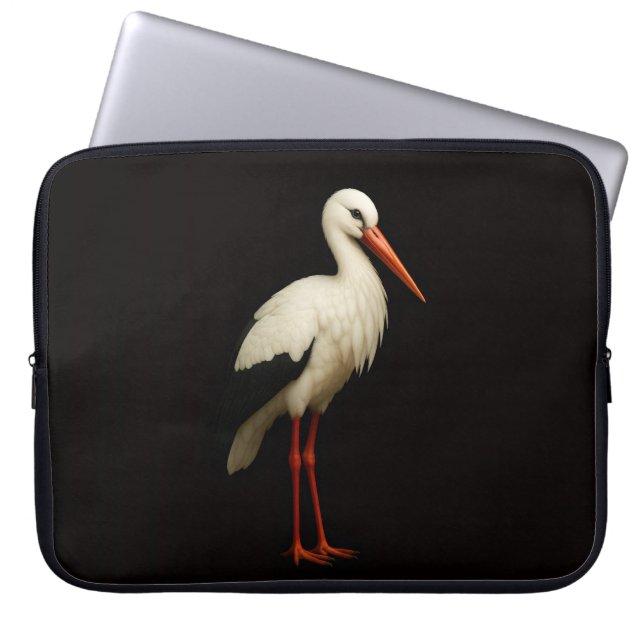 Black 4 Luxe Laptop Sleeve, Graceful Stork Laptop Sleeve (Voorkant)
