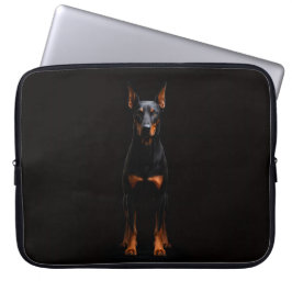 Black 4 Luxe Laptop Sleeve, Guardian Doberman Dog Sleeve