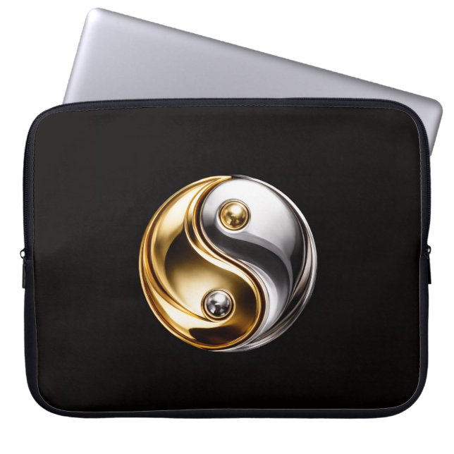 Black 4 Luxe Laptop Sleeve, Harmony Yin Yang Laptop Sleeve (Voorkant)