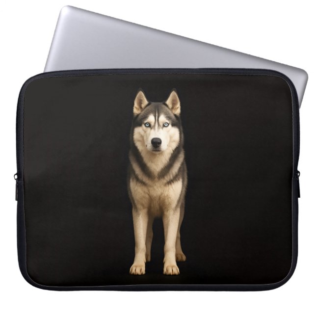 Black 4 Luxe Laptop Sleeve, Icy Elite Husky Laptop Sleeve (Voorkant)