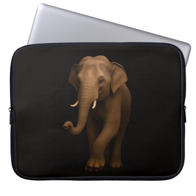 Black 4 Luxe Laptop Sleeve, Indian Elephant Sleeve (Voorkant)