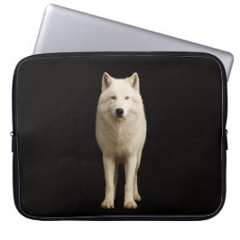 Black 4 Luxe Laptop Sleeve, Ivory Arctic Wolf Sleeve