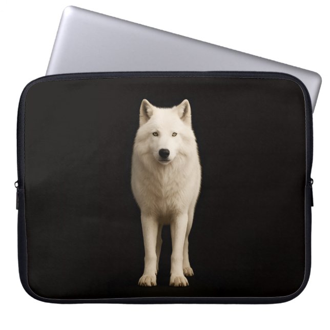 Black 4 Luxe Laptop Sleeve, Ivory Arctic Wolf Sleeve (Voorkant)