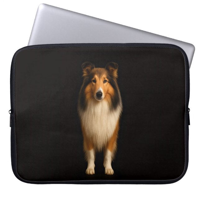 Black 4 Luxe Laptop Sleeve, Loyal Collie Dog Laptop Sleeve (Voorkant)