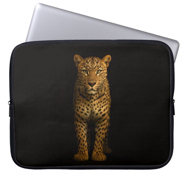 Black 4 Luxe Laptop Sleeve, Majestic Leopard Sleeve (Voorkant)