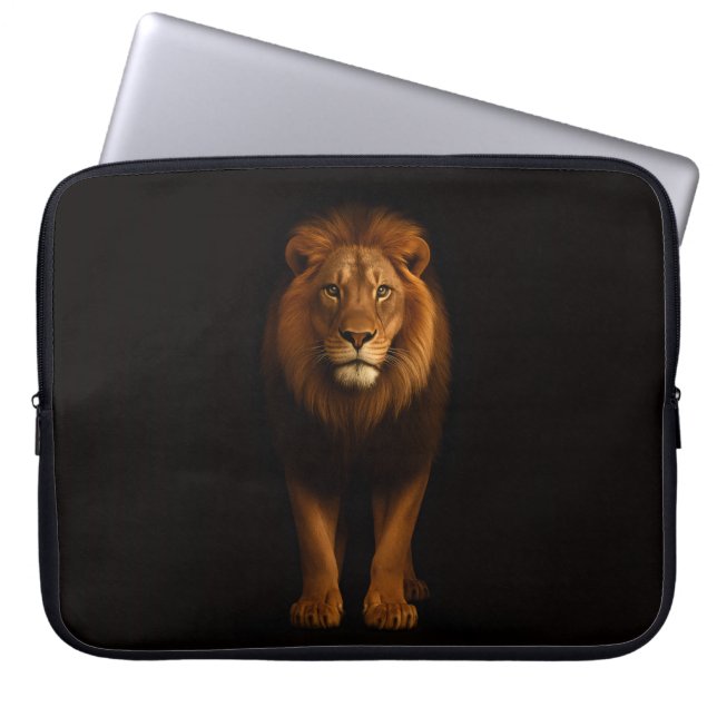 Black 4 Luxe Laptop Sleeve, Majestic Lion Laptop Sleeve (Voorkant)