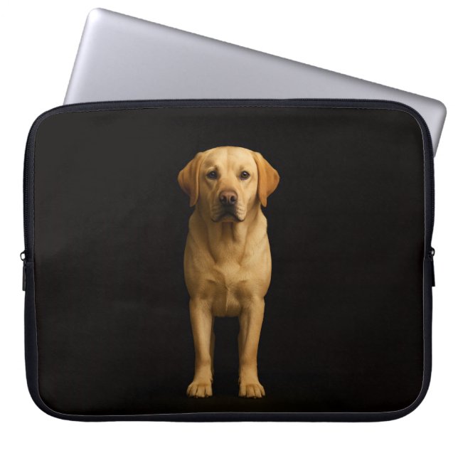Black 4 Luxe Laptop Sleeve, Minimalist Labrador Laptop Sleeve (Voorkant)