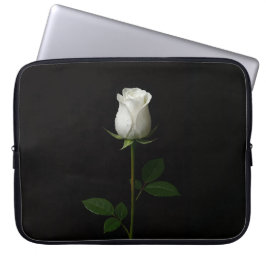 Black 4 Luxe Laptop Sleeve, Pure White Rose Sleeve