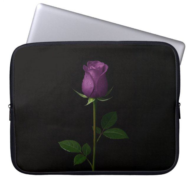 Black 4 Luxe Laptop Sleeve, Royal Violet Rose Sleeve (Voorkant)