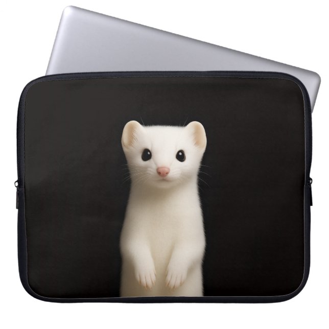 Black 4 Luxe Laptop Sleeve, Stylish Ermine Laptop Sleeve (Voorkant)