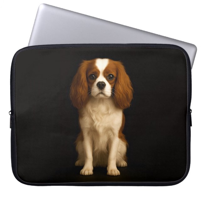 Black 4 Luxe Laptop Sleeve, Sweet Cavalier Spaniel Laptop Sleeve (Voorkant)