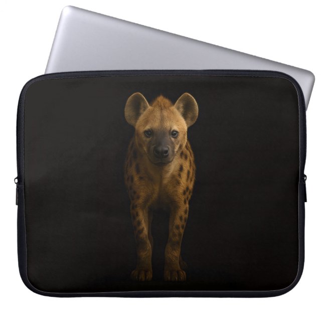Black 4 Luxe Laptop Sleeve, Wild Spotted Hyena Laptop Sleeve (Voorkant)