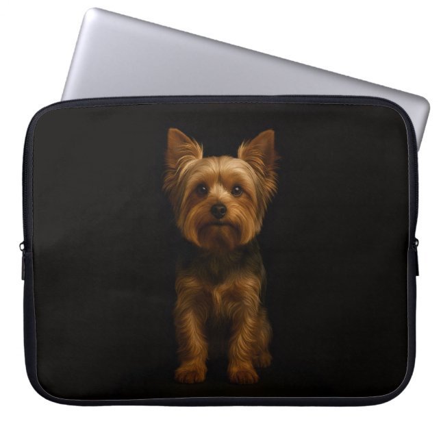 Black 4 Luxe Laptop Sleeve, Yorkshire Terrier Laptop Sleeve (Voorkant)