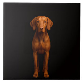 Black 4 Luxe Tile with Agile Vizsla Dog Tegeltje