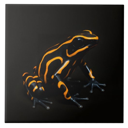 Black 4 Luxe Tile with Black Orange Tropical Frog Tegeltje (Voorkant)