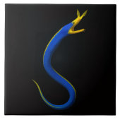 Black 4 Luxe Tile with Blue Ribbon Eel Tegeltje (Voorkant)
