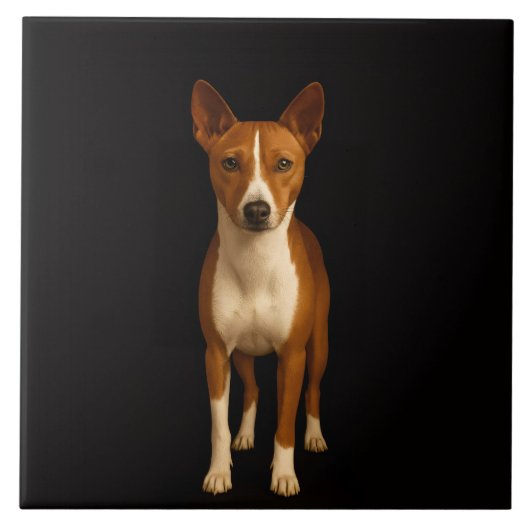 Black 4 Luxe Tile with Classy Basenji Dog Tegeltje (Voorkant)