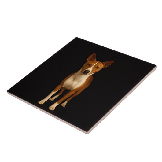 Black 4 Luxe Tile with Classy Basenji Dog Tegeltje (Zijkant)