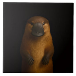 Black 4 Luxe Tile with Elegant Platypus Tegeltje