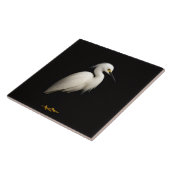 Black 4 Luxe Tile with Elegant Snowy Egret Tegeltje (Zijkant)