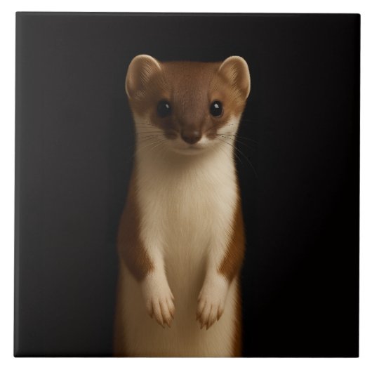 Black 4 Luxe Tile with Elegant Weasel Tegeltje (Voorkant)