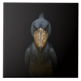 Black 4 Luxe Tile with Exotic Shoebill Bird Tegeltje