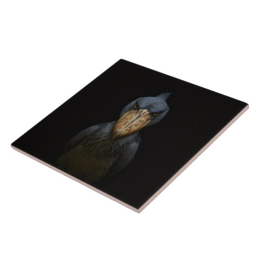 Black 4 Luxe Tile with Exotic Shoebill Bird Tegeltje (Zijkant)