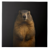 Black 4 Luxe Tile with Fluffy Marmot Tegeltje (Voorkant)