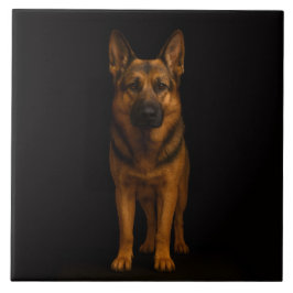 Black 4 Luxe Tile with German Shepherd Tegeltje