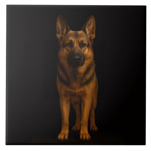 Black 4 Luxe Tile with German Shepherd Tegeltje (Voorkant)