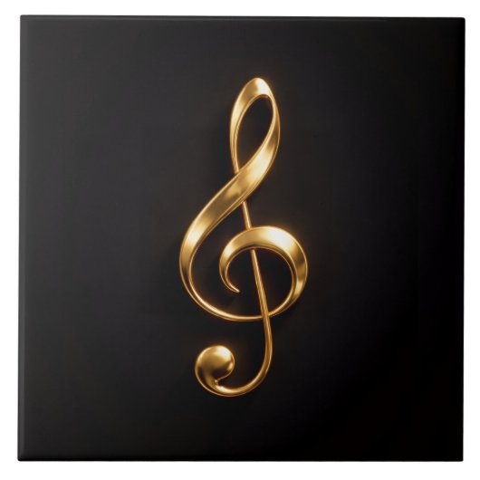 Black 4 Luxe Tile with Golden Treble Clef Tegeltje (Voorkant)