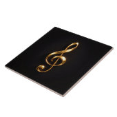 Black 4 Luxe Tile with Golden Treble Clef Tegeltje (Zijkant)