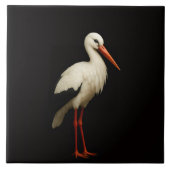 Black 4 Luxe Tile with Graceful White Stork Tegeltje (Voorkant)