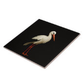Black 4 Luxe Tile with Graceful White Stork Tegeltje (Zijkant)