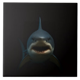Black 4 Luxe Tile with Great White Shark Tegeltje
